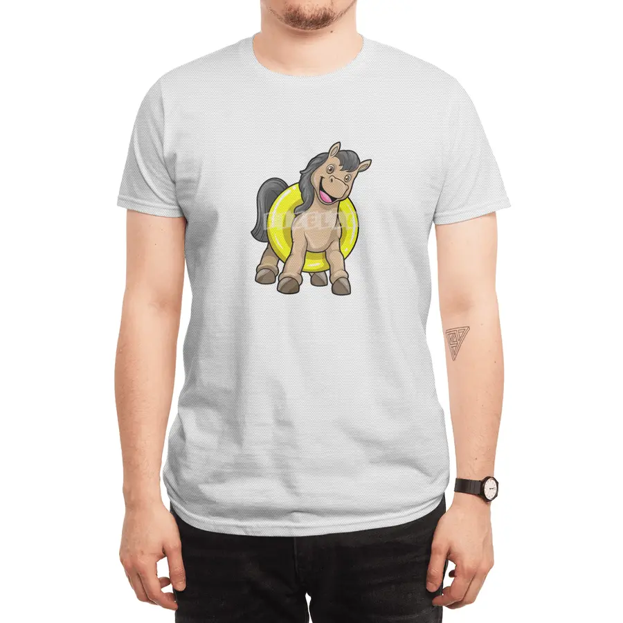 Horse at Beach with Swim ring Spor T-Shirt