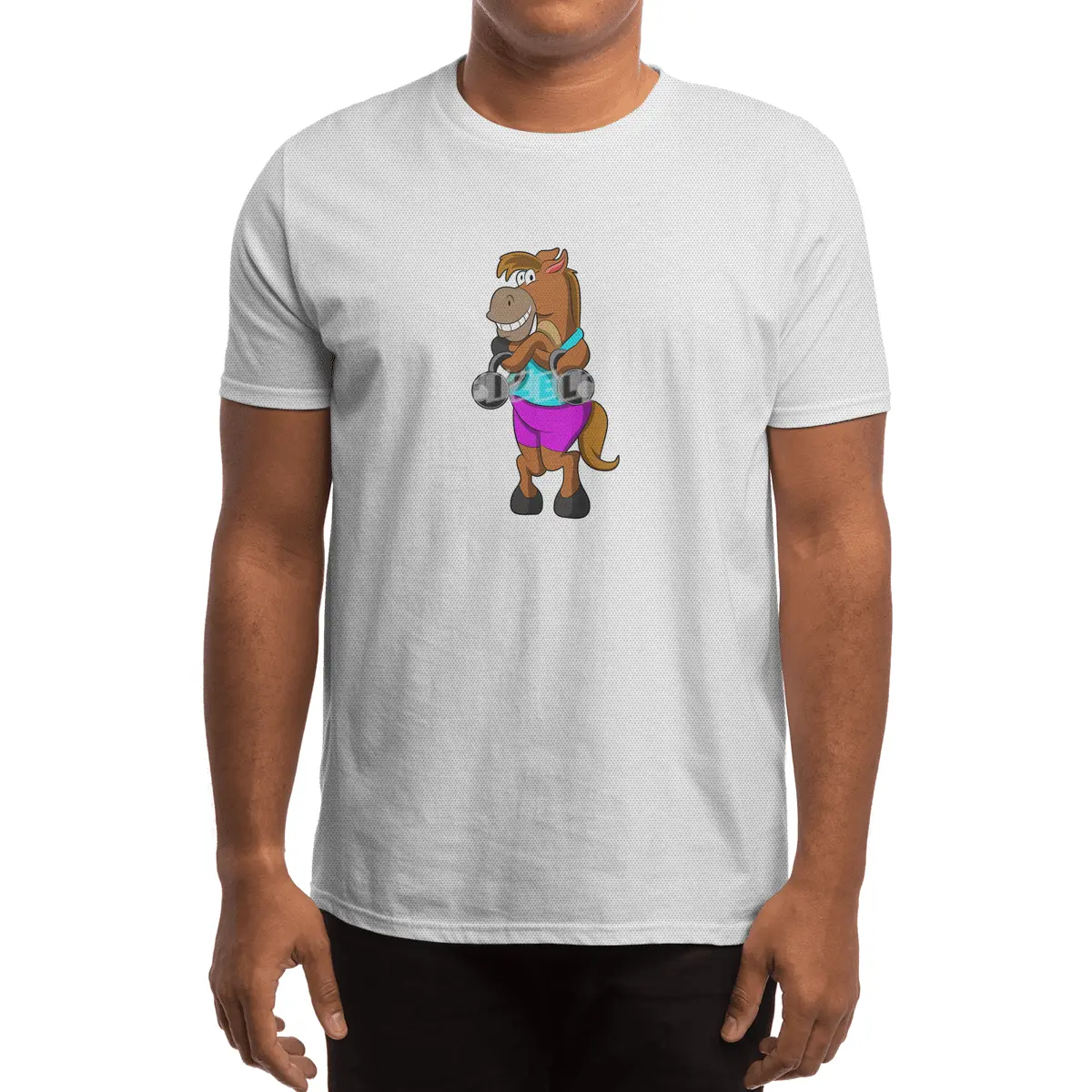 Horse at Laughing with Dumbbells Spor T-Shirt