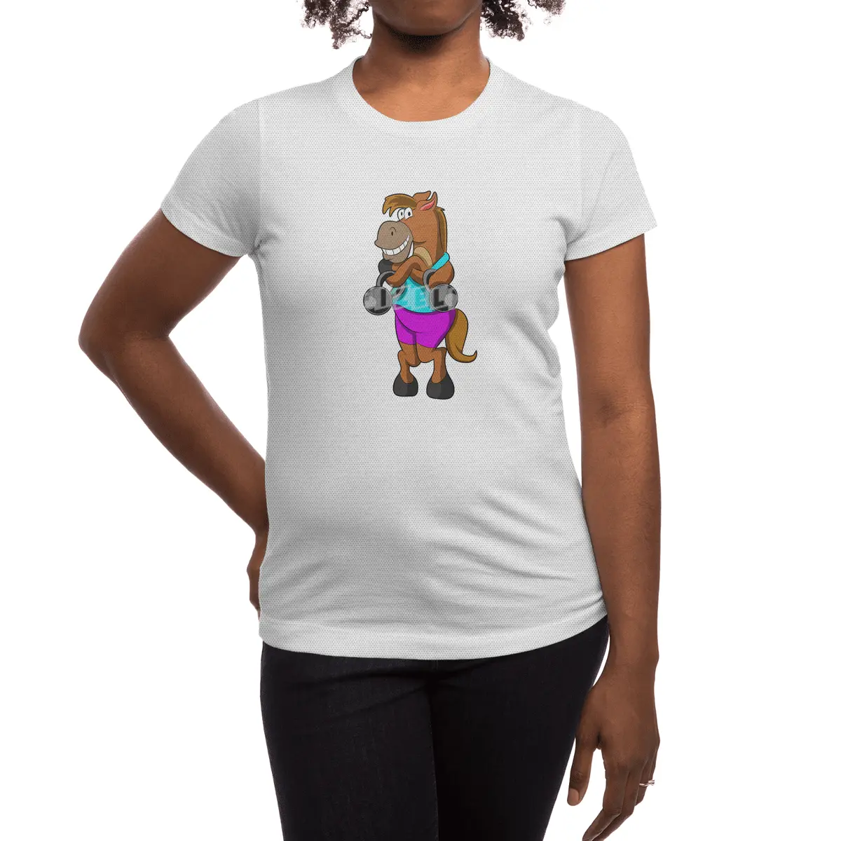Horse at Laughing with Dumbbells Spor T-Shirt