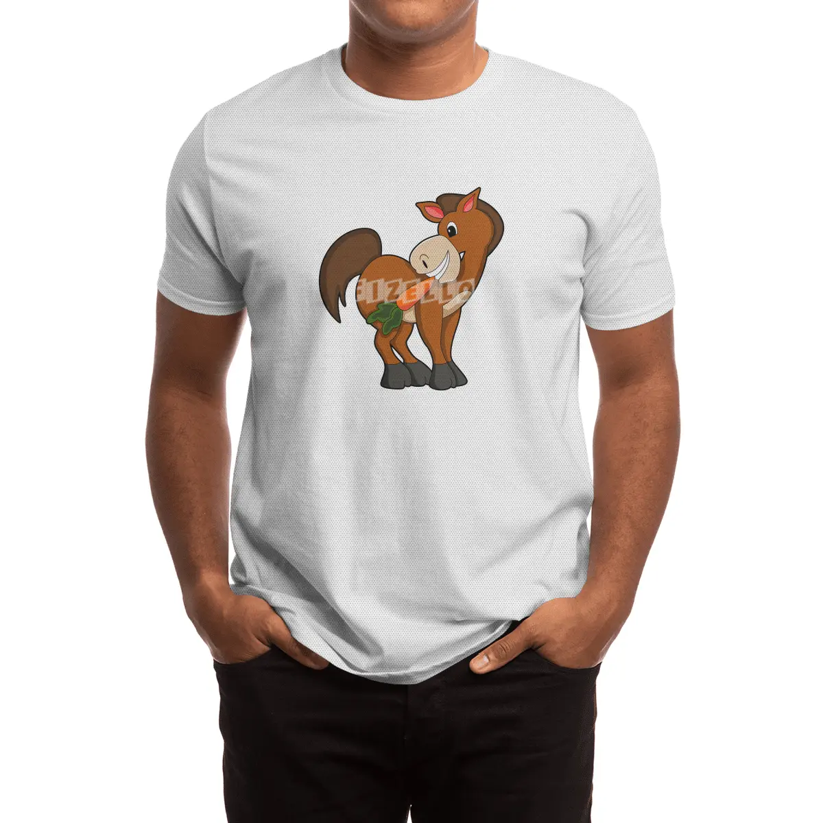 Horse with Carrot Spor T-Shirt