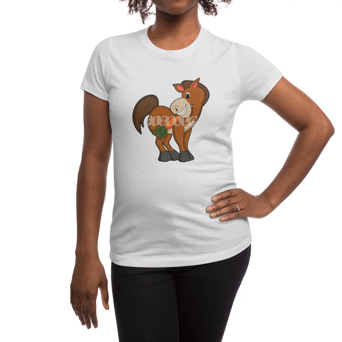 Horse with Carrot Spor T-Shirt