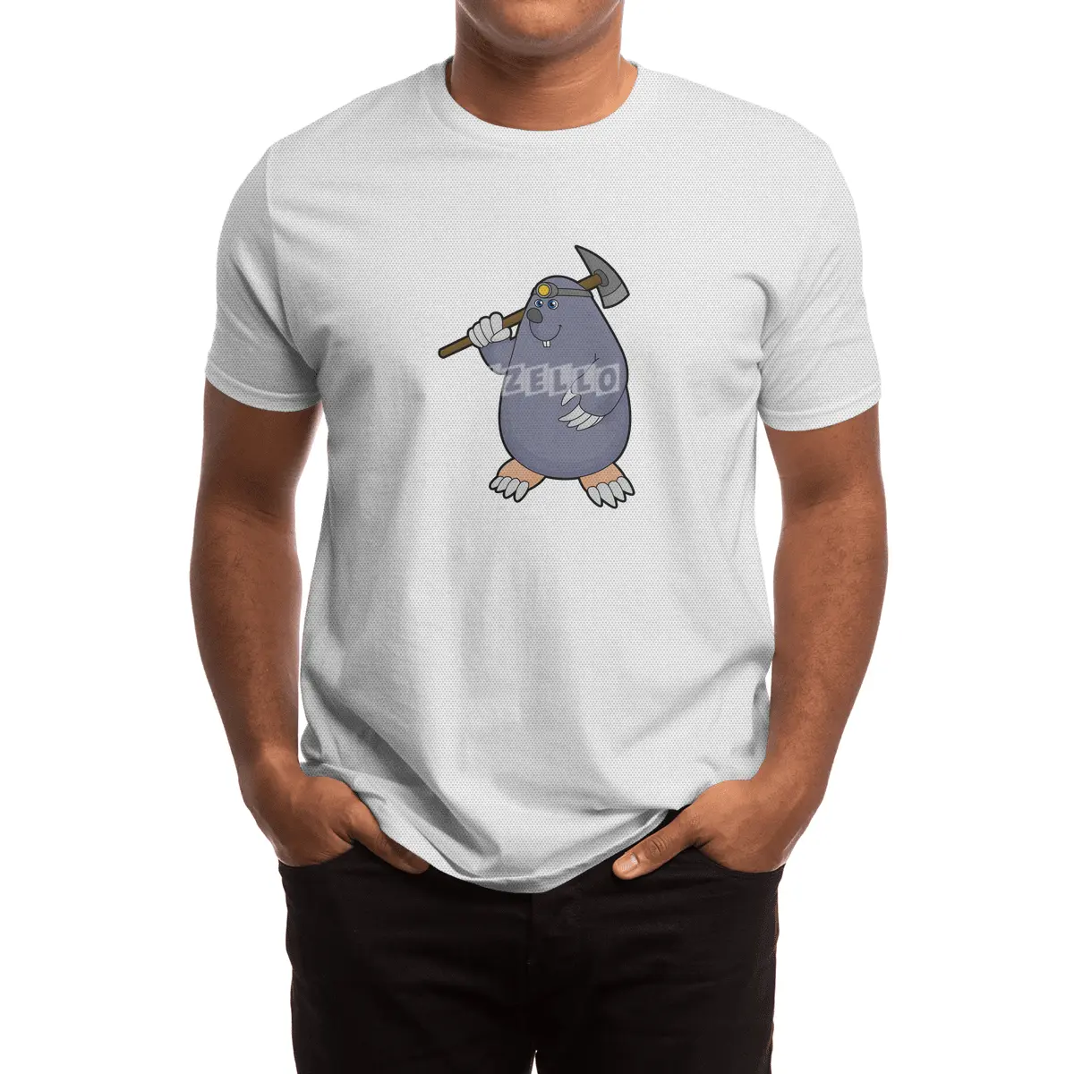 Mole as Farmer with Pickaxe & Spotlight Spor T-Shirt