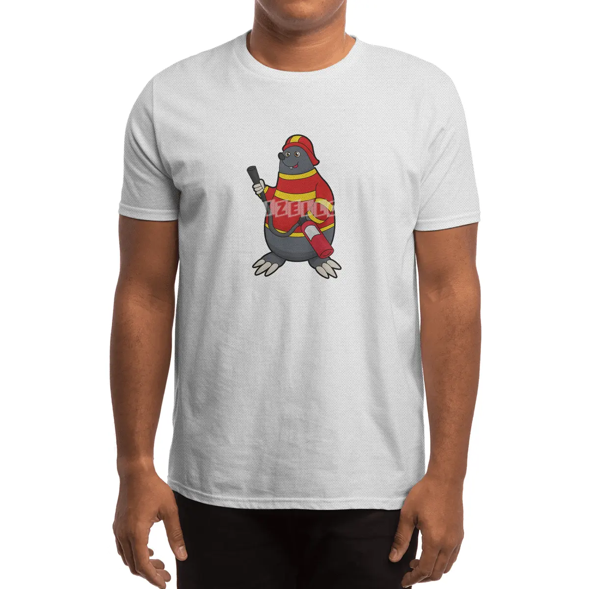 Mole as Firefighter with Fire extinguisher Spor T-Shirt
