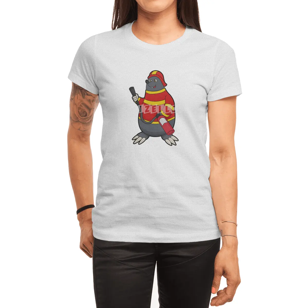 Mole as Firefighter with Fire extinguisher Spor T-Shirt