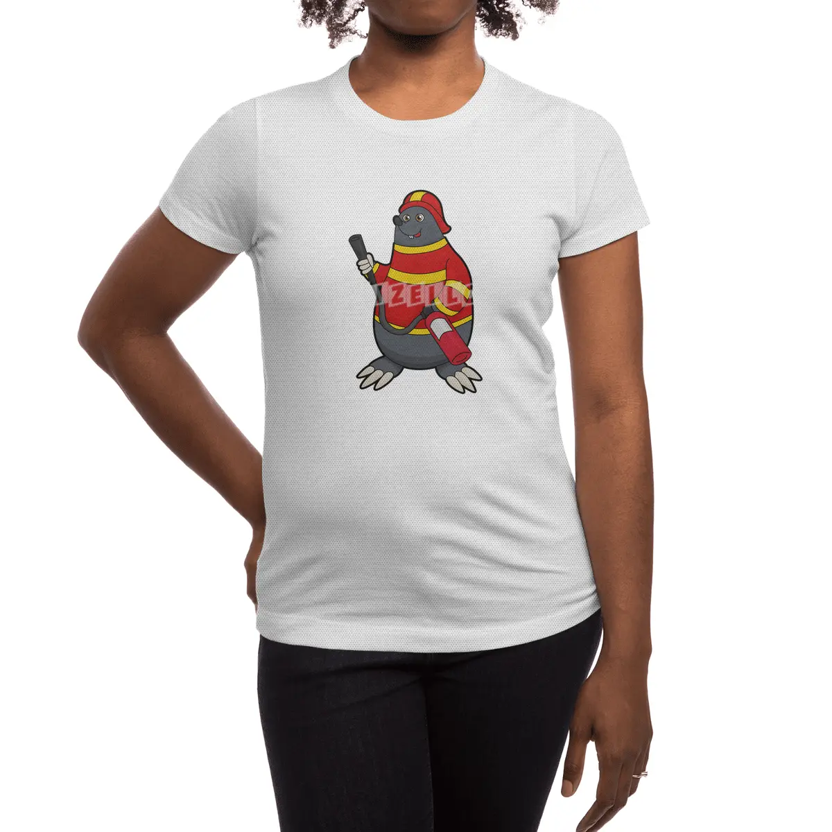 Mole as Firefighter with Fire extinguisher Spor T-Shirt