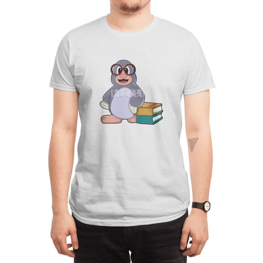 Mole with Glasses & Books Spor T-Shirt