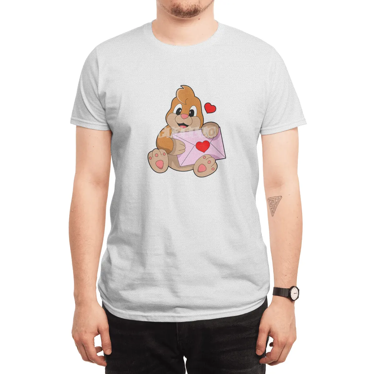 Mole with Heart Envelope Spor T-Shirt