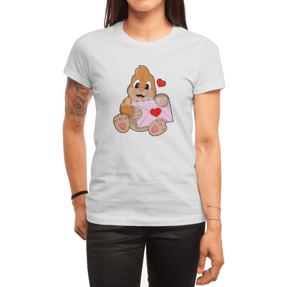 Mole with Heart Envelope Spor T-Shirt
