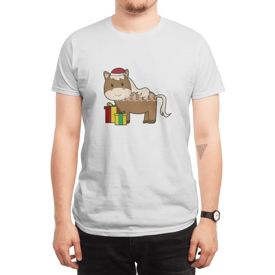 Horse with Santa hat & Gifts Spor T-Shirt