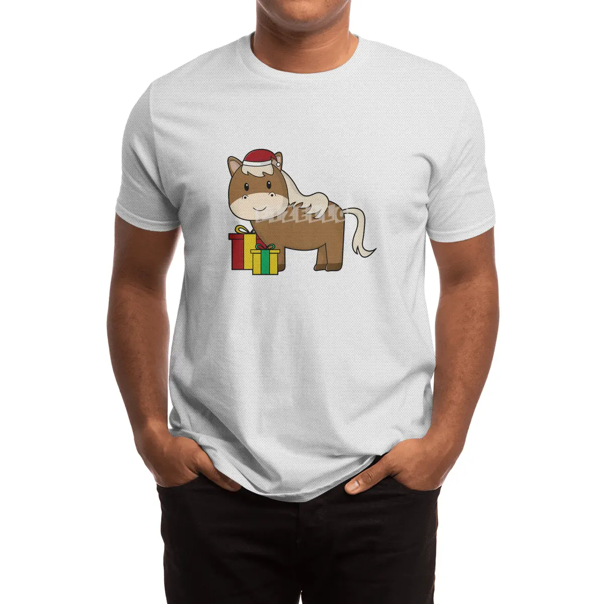 Horse with Santa hat & Gifts Spor T-Shirt