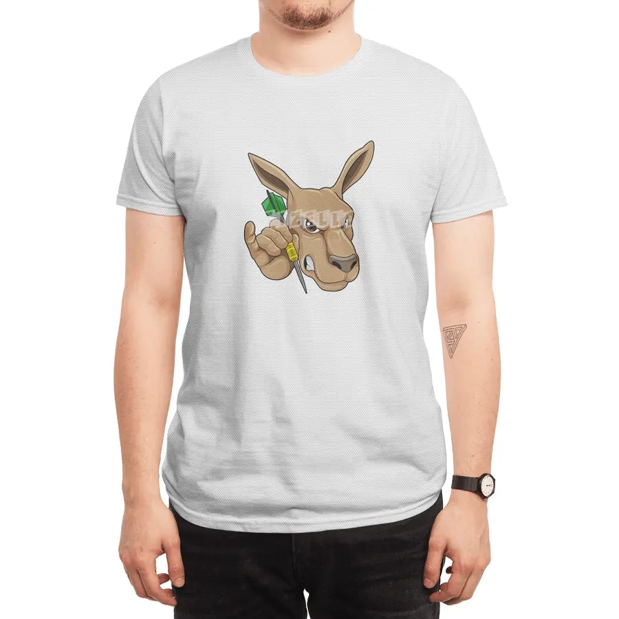 Kangaroo as Dart player with Dart Spor T-Shirt