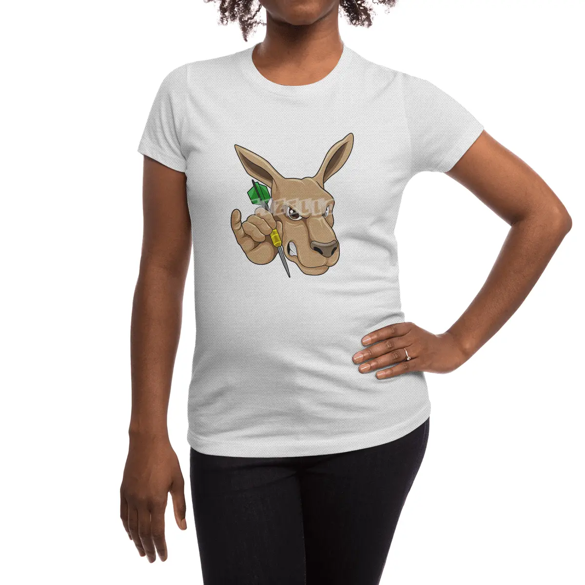Kangaroo as Dart player with Dart Spor T-Shirt