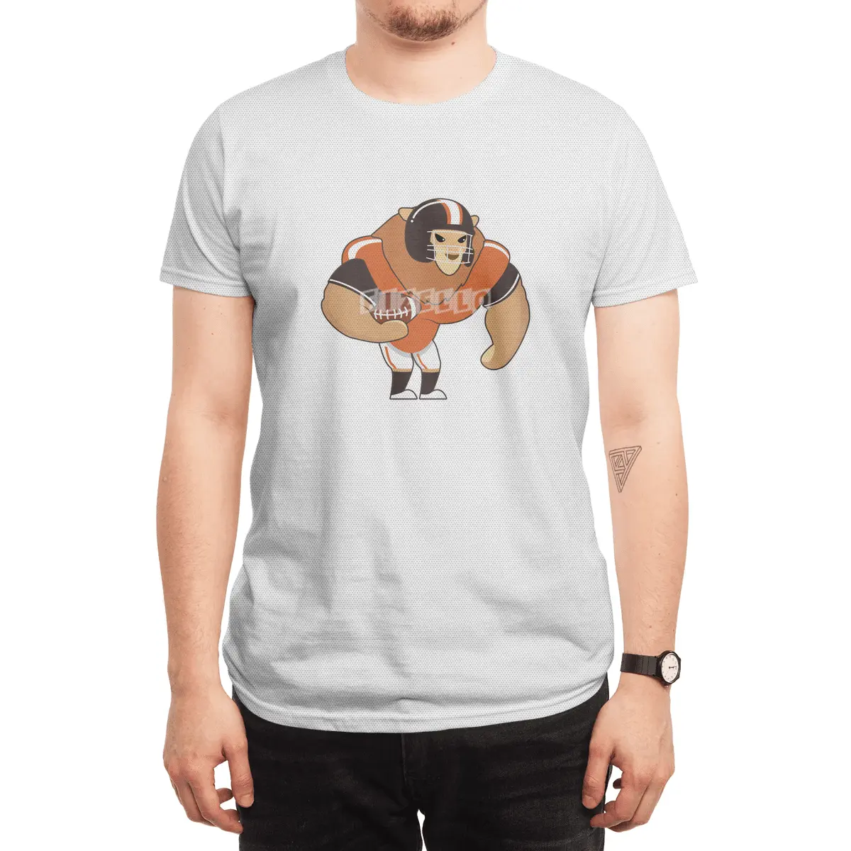 Lion as Football player with Football Spor T-Shirt