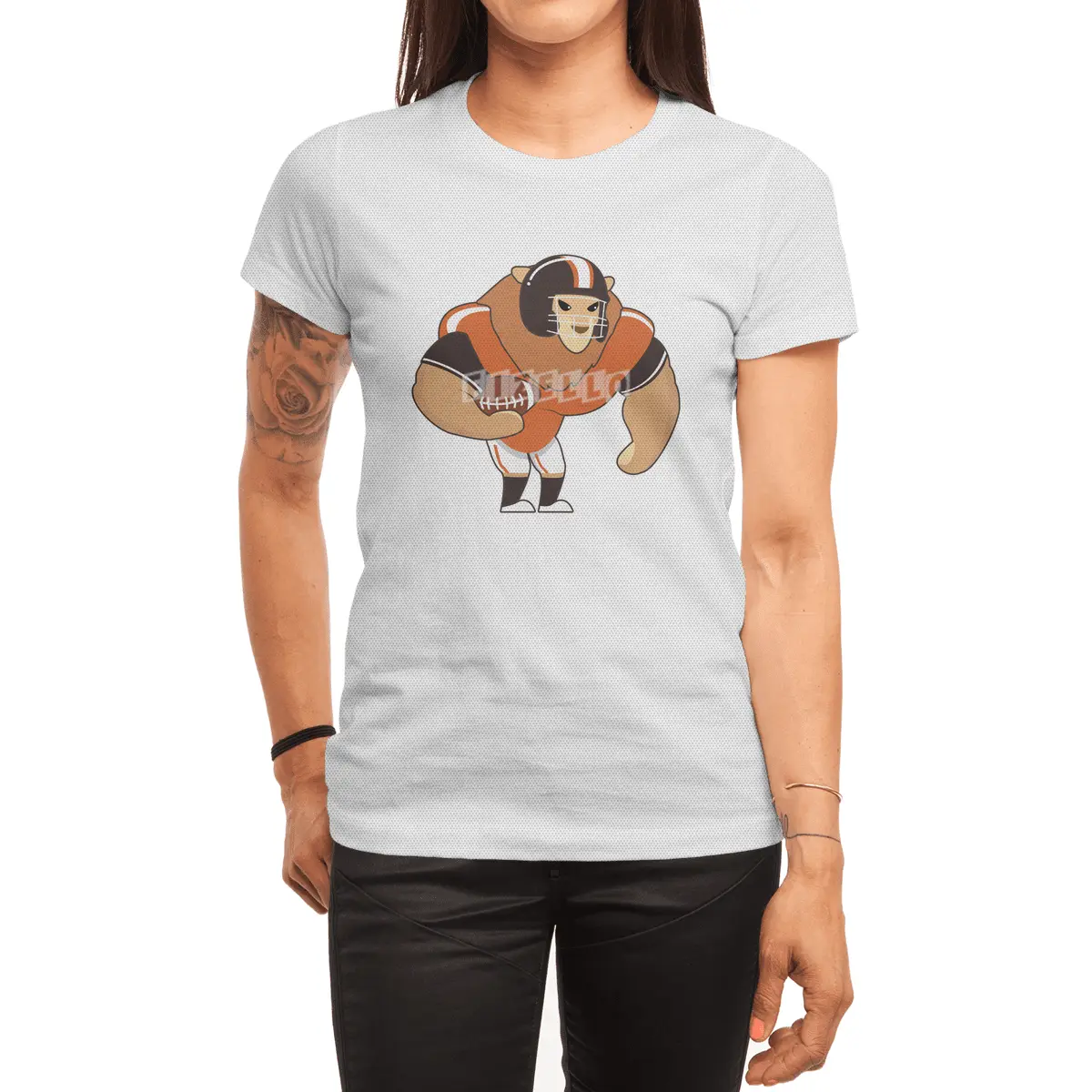 Lion as Football player with Football Spor T-Shirt