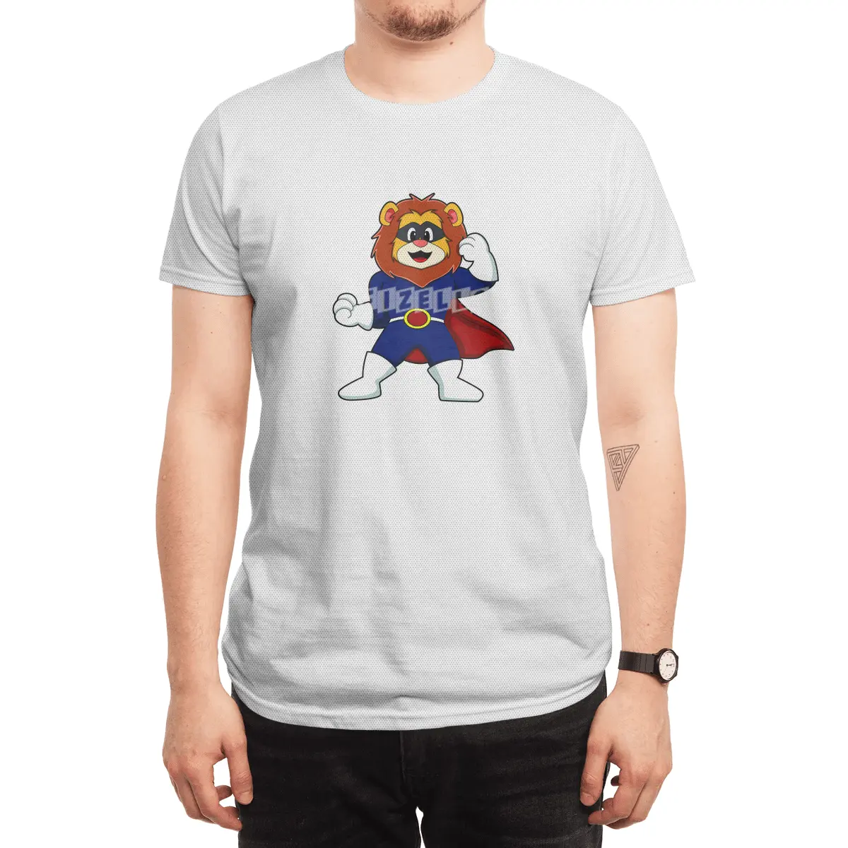 Lion as Hero with Mask Spor T-Shirt
