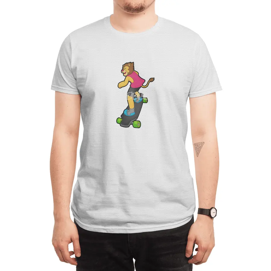 Lion as Skateboarder with Skateboard Spor T-Shirt