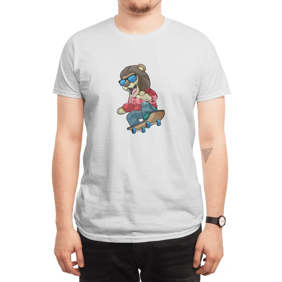 Lion as Skater with Skateboard Spor T-Shirt