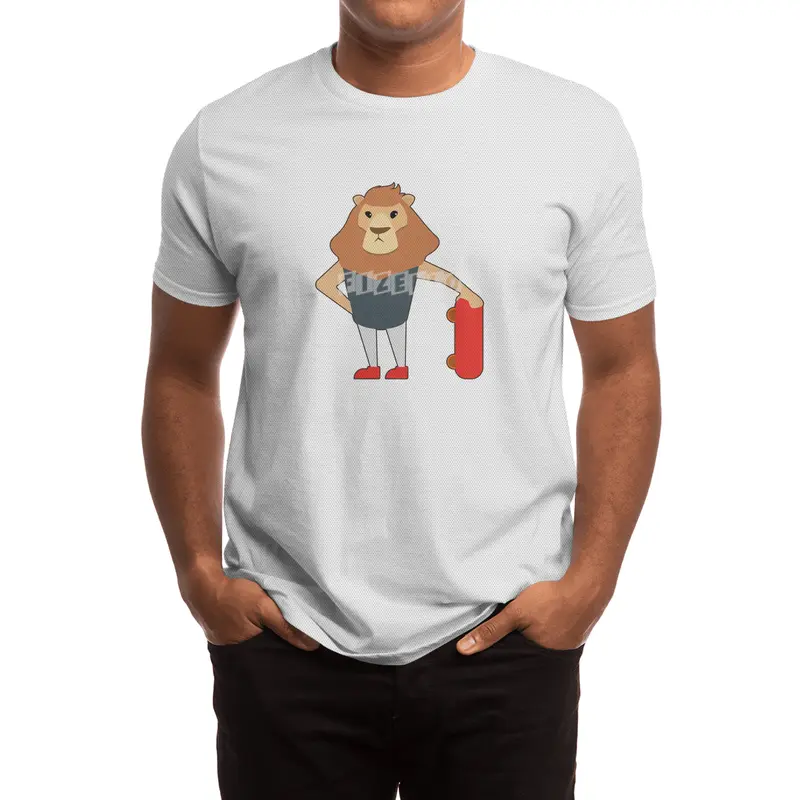 Lion as Skater with Skateboard Spor T-Shirt
