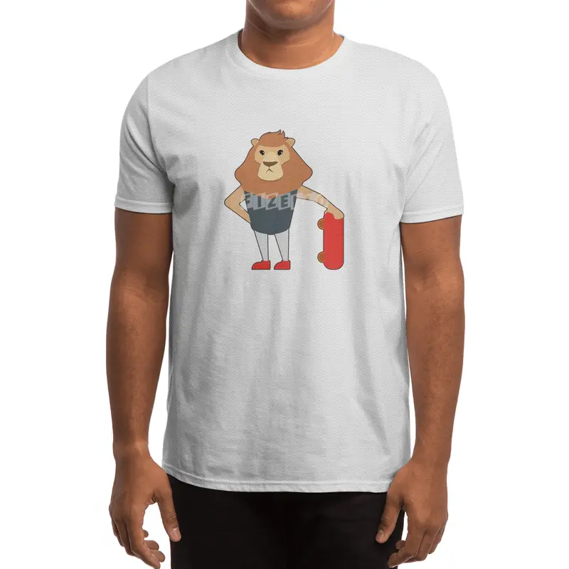Lion as Skater with Skateboard Spor T-Shirt