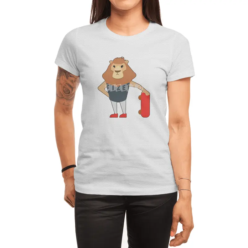 Lion as Skater with Skateboard Spor T-Shirt