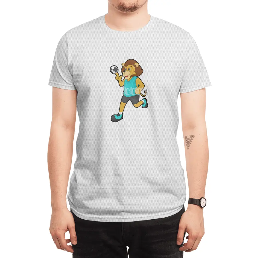 Lion at Handball player with Handball Spor T-Shirt