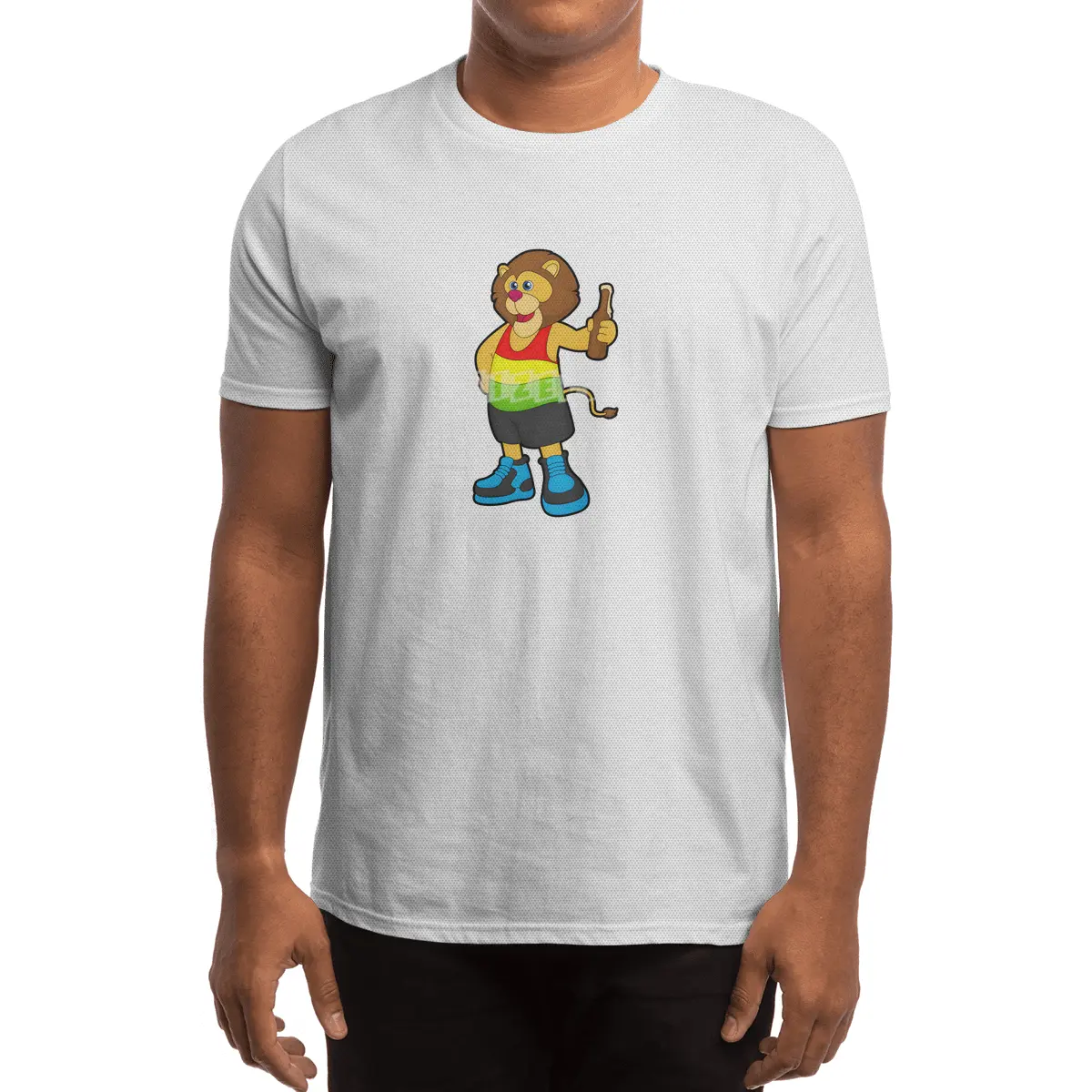 Lion with Bottle of Beer & Rainbow Tank top Spor T-Shirt