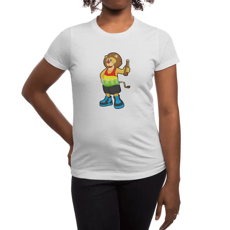 Lion with Bottle of Beer & Rainbow Tank top Spor T-Shirt