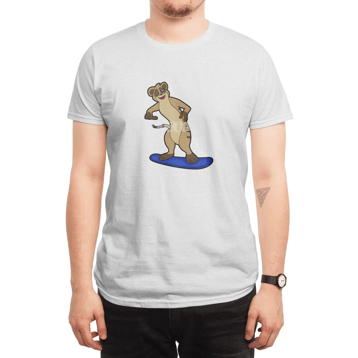 Meerkat as Snowboarder with Snowboard Spor T-Shirt