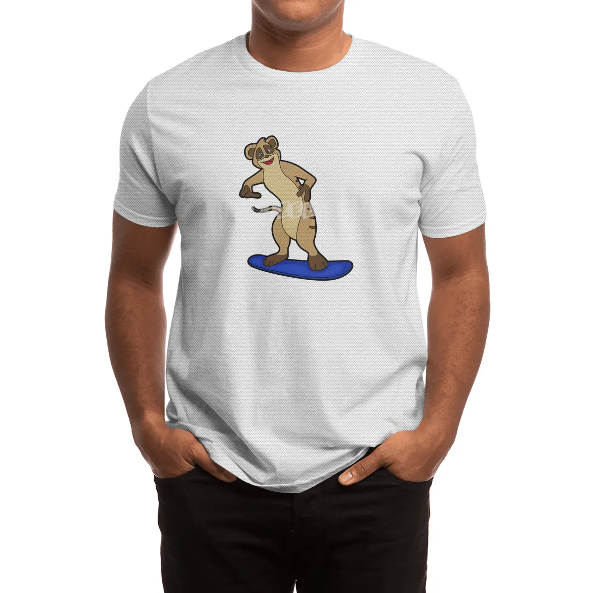 Meerkat as Snowboarder with Snowboard Spor T-Shirt