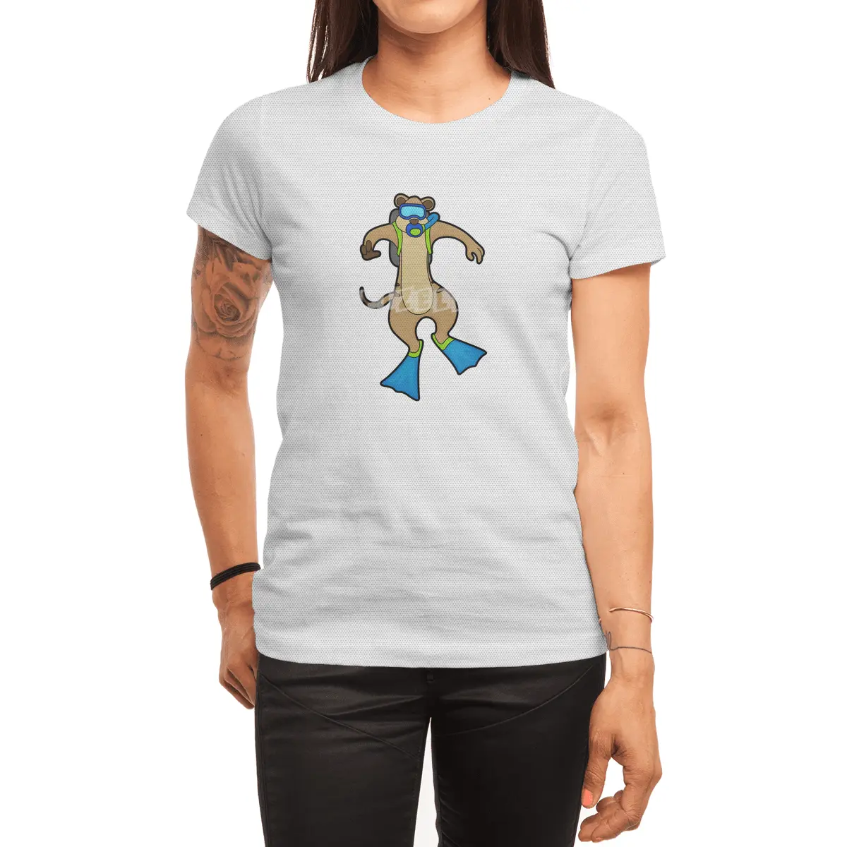 Meerkat at Diving with Swimming goggles Spor T-Shirt