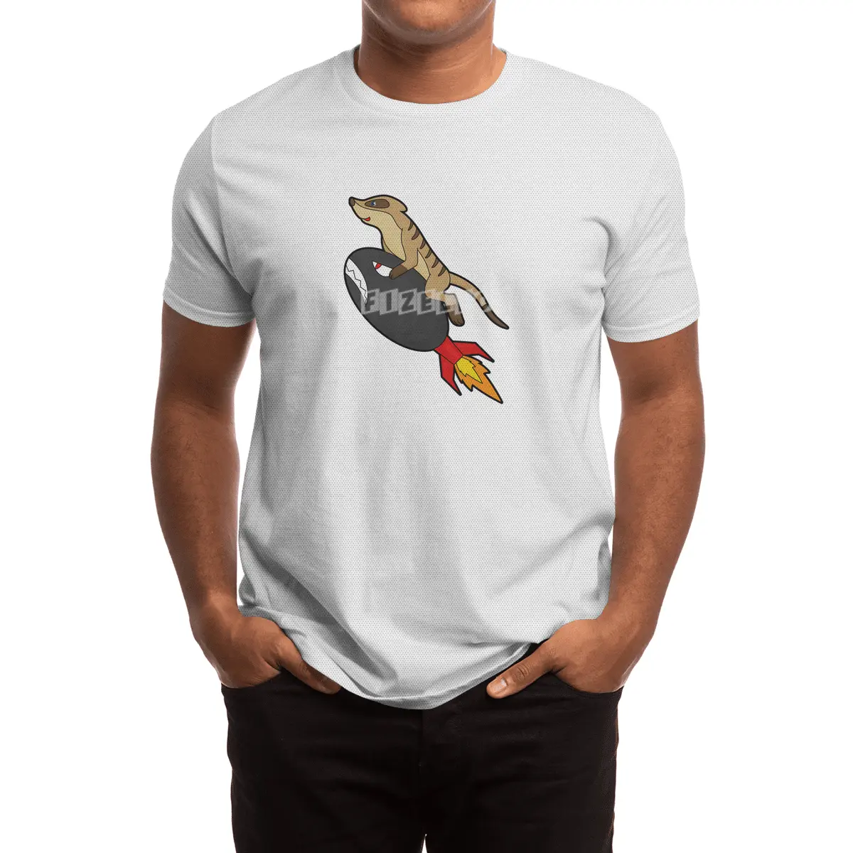 Meerkat at Flying with Rocket Spor T-Shirt