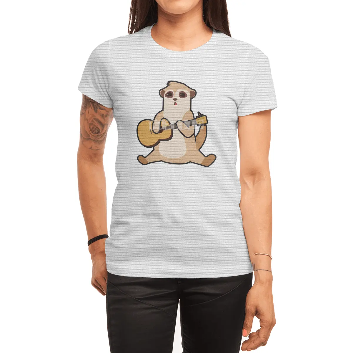 Meerkat at Music with Guitar Spor T-Shirt