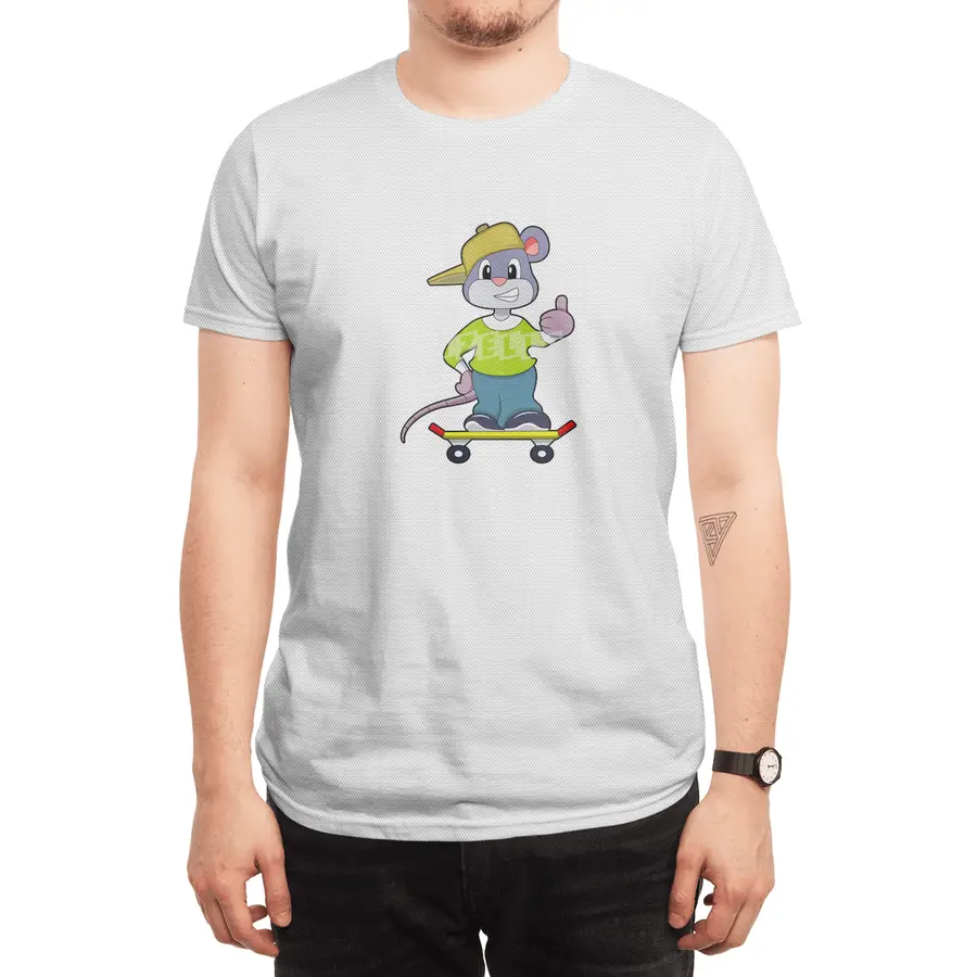 Mouse as Skater with Skateboard Spor T-Shirt