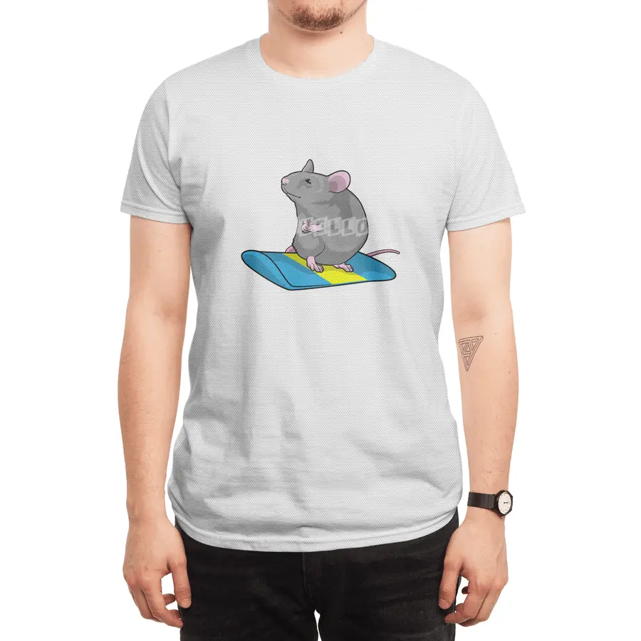 Mouse as Snowboarder with Snowboard Spor T-Shirt