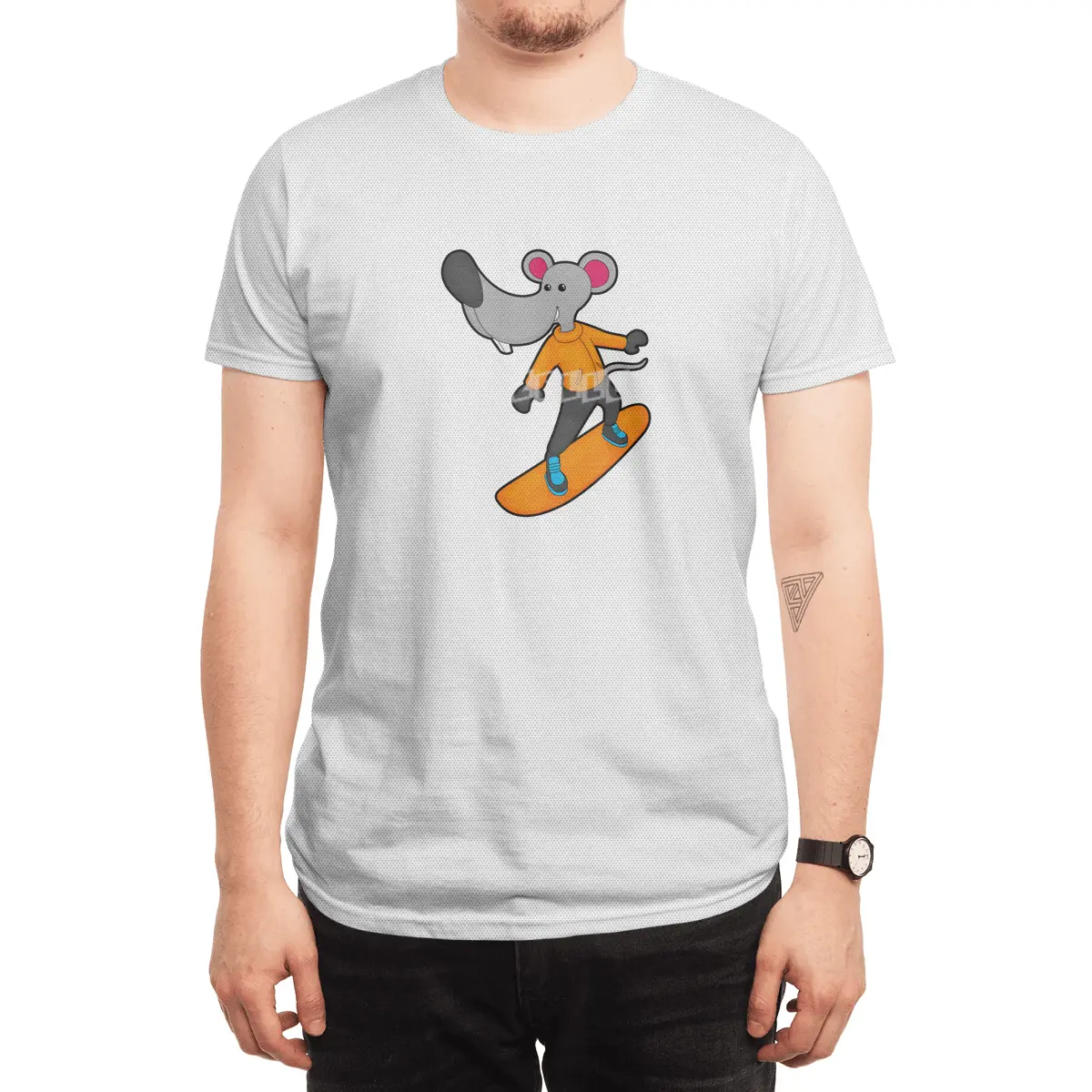 Mouse as Snowboarder with Snowboard Spor T-Shirt