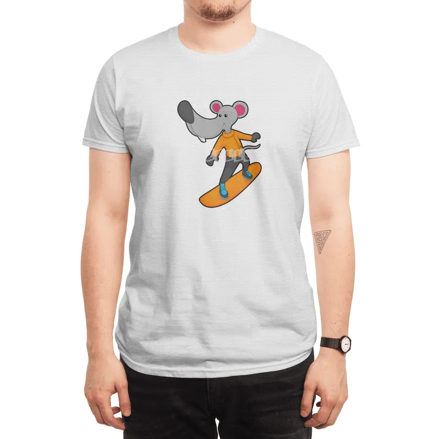 Mouse as Snowboarder with Snowboard Spor T-Shirt