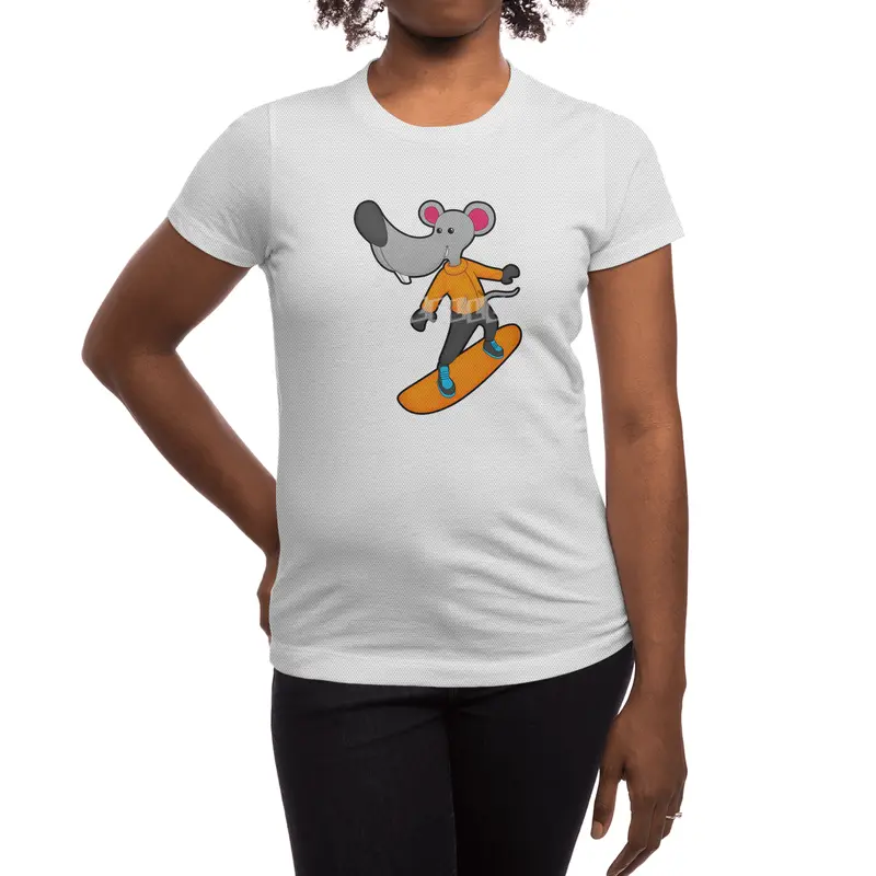 Mouse as Snowboarder with Snowboard Spor T-Shirt