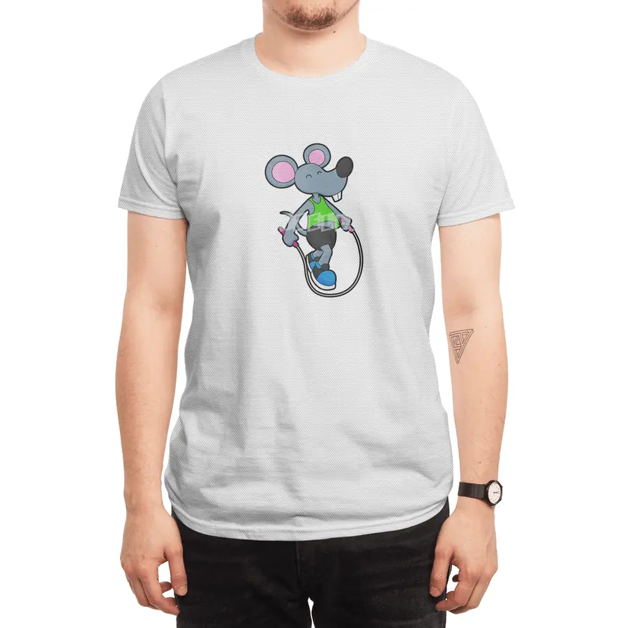 Mouse at Fitness with Rope Spor T-Shirt