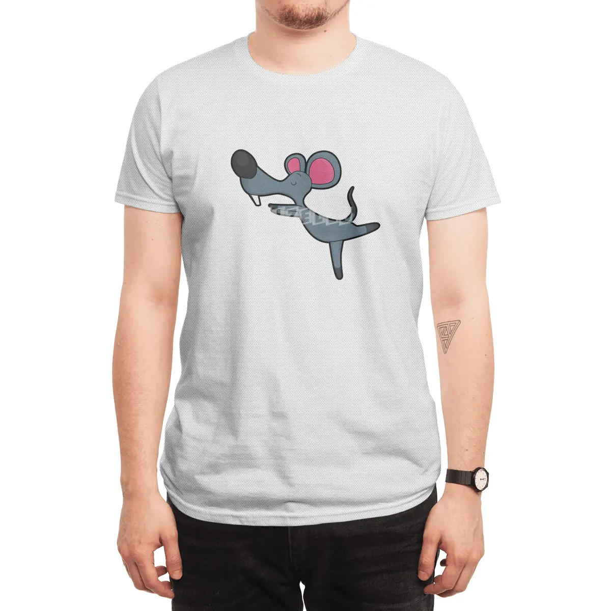 Mouse at Yoga Stretching exercise Spor T-Shirt