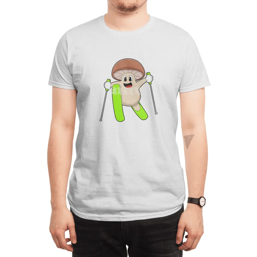 Mushroom as Skier with Ski Spor T-Shirt
