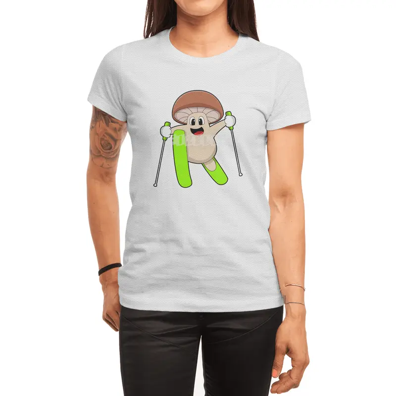 Mushroom as Skier with Ski Spor T-Shirt