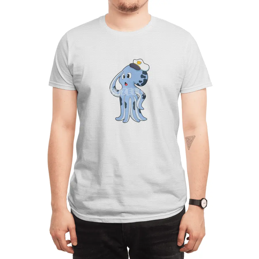 Octopus as Captain with Cap Spor T-Shirt