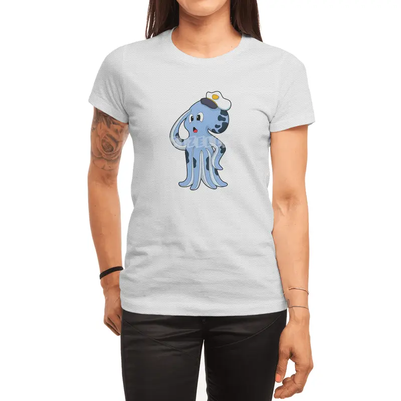 Octopus as Captain with Cap Spor T-Shirt
