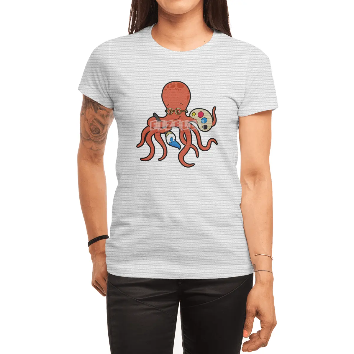 Octopus as Painter with Paint & Brush Spor T-Shirt
