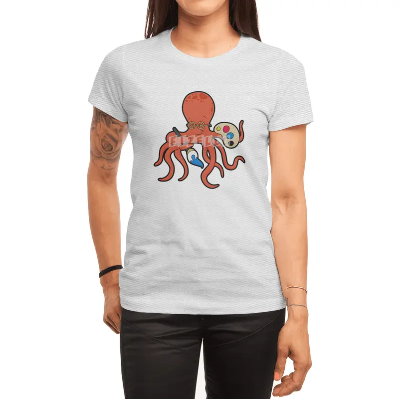Octopus as Painter with Paint & Brush Spor T-Shirt