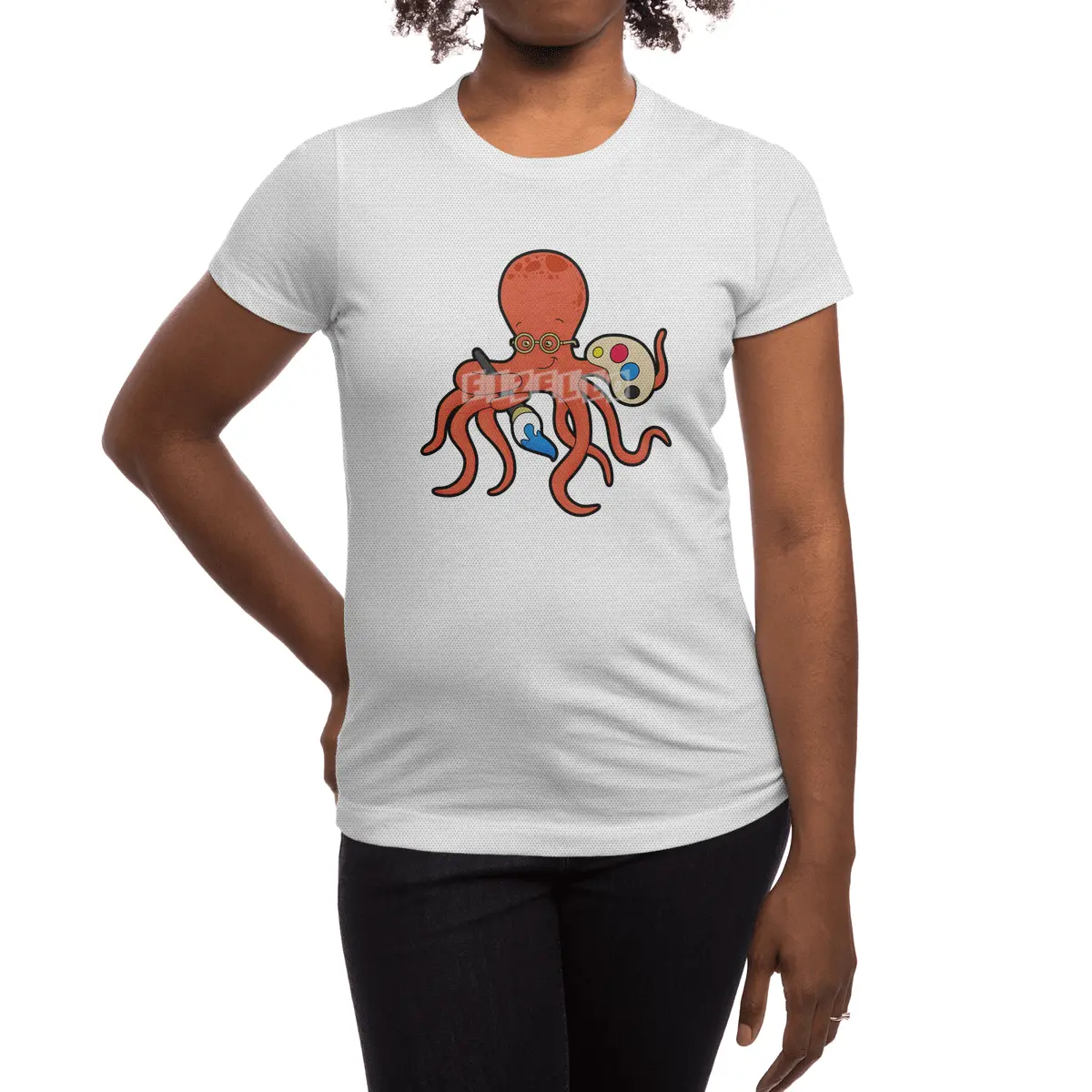 Octopus as Painter with Paint & Brush Spor T-Shirt