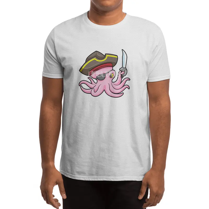 Octopus as Pirate with Saber & Eye patch Spor T-Shirt
