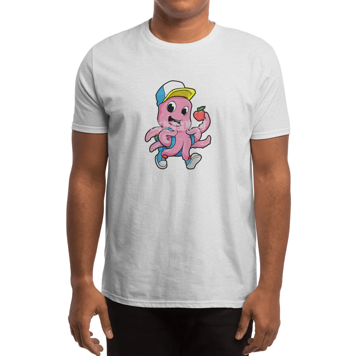 Octopus as Student with Backpack & Apple Spor T-Shirt