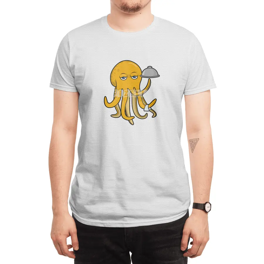 Octopus as Waiter with Platter & Serving towel Spor T-Shirt