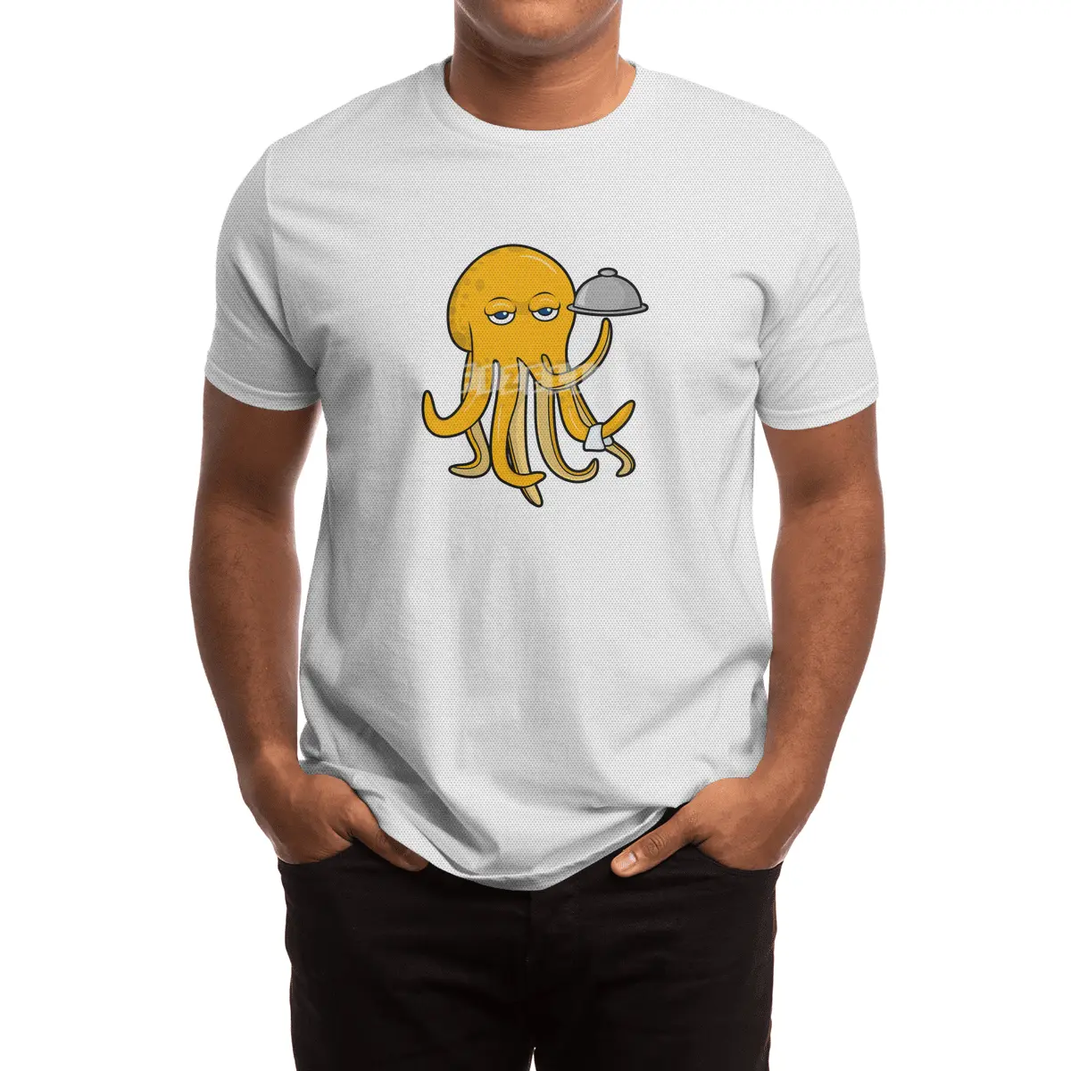 Octopus as Waiter with Platter & Serving towel Spor T-Shirt
